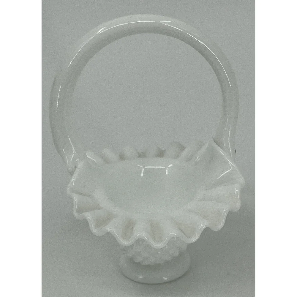 Fenton Milk Glass Hobnail Ruffled Edge 6